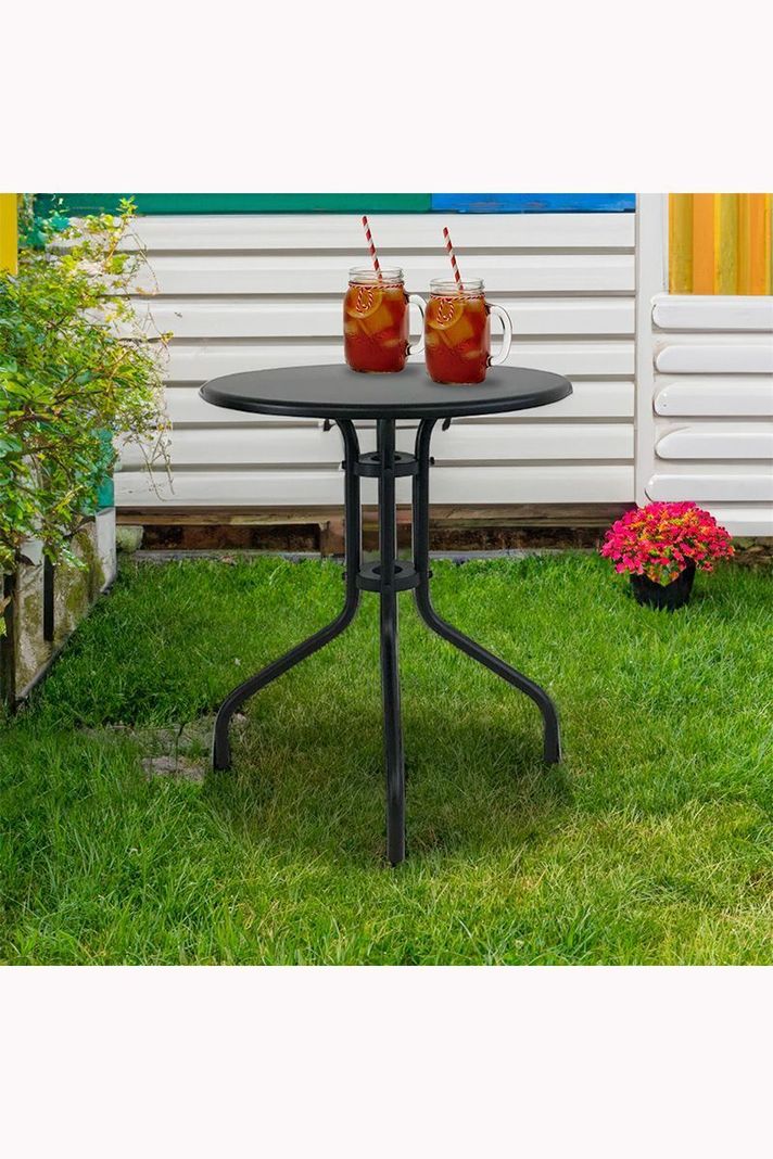 Mesa De Terraza Acero Antideslizante 70x60 cm Negro-5