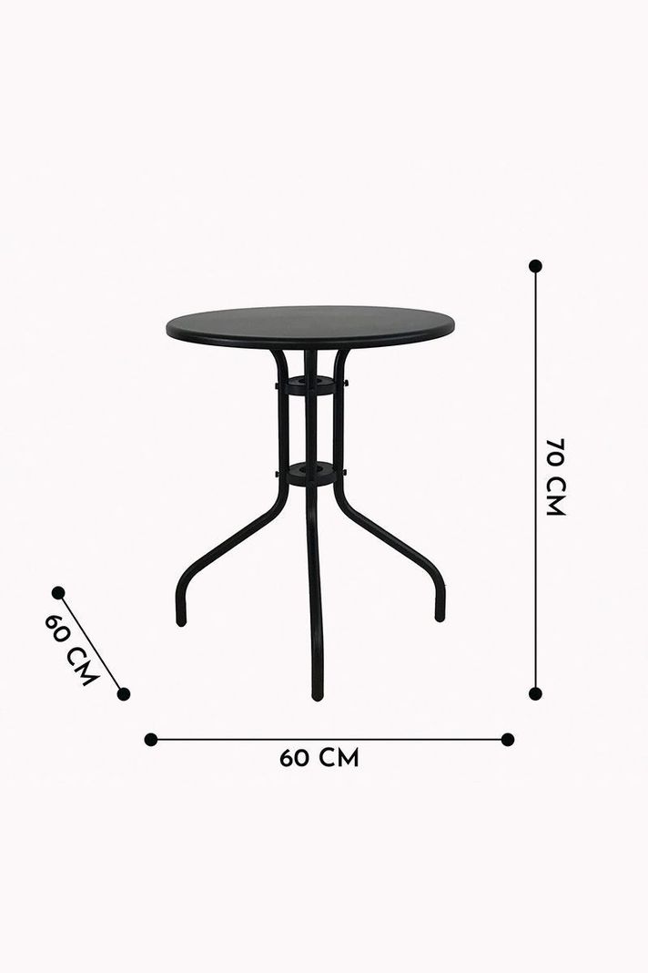 Mesa De Terraza Acero Antideslizante 70x60 cm Negro-2