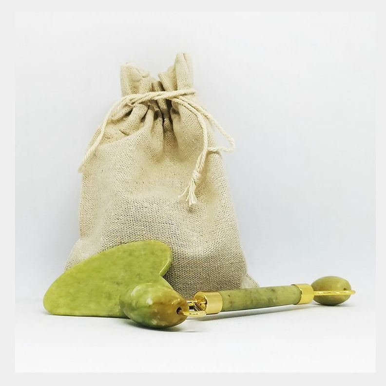 Rodillo de Jade + Gua Sha + Saquito para guardarlos-3