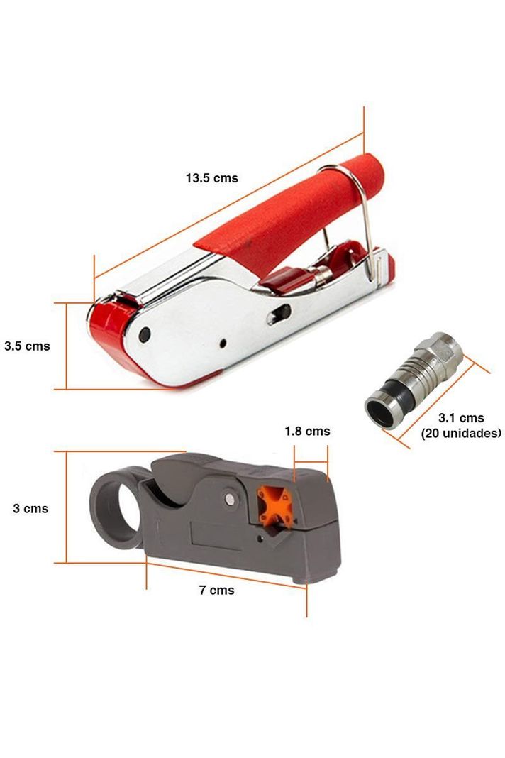Kit Crimpeadora Pelacable Cortadora Coaxial y 20 conectores RG6-5