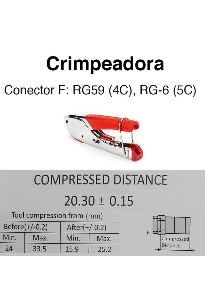 Kit Crimpeadora Pelacable Cortadora Coaxial y 20 conectores RG6-4