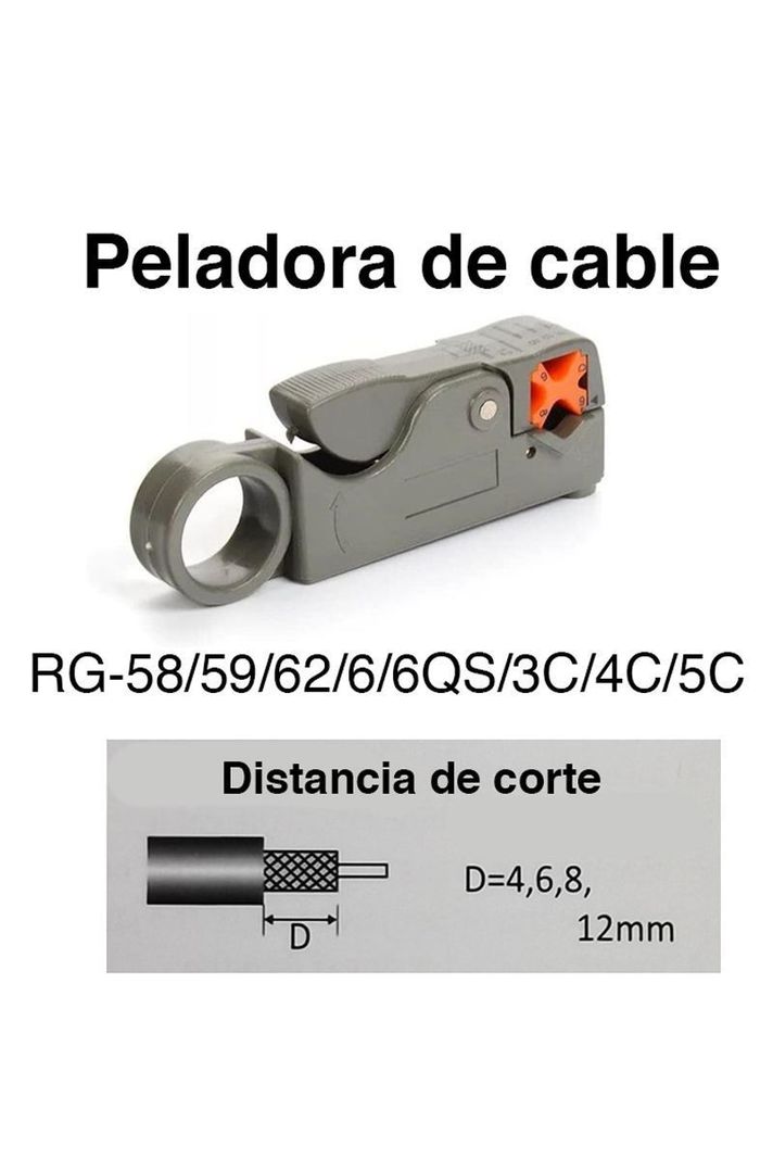 Kit Crimpeadora Pelacable Cortadora Coaxial y 20 conectores RG6-3