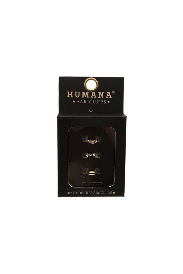 Aros Set Dorados Ear Cuffs Trio Humana-0