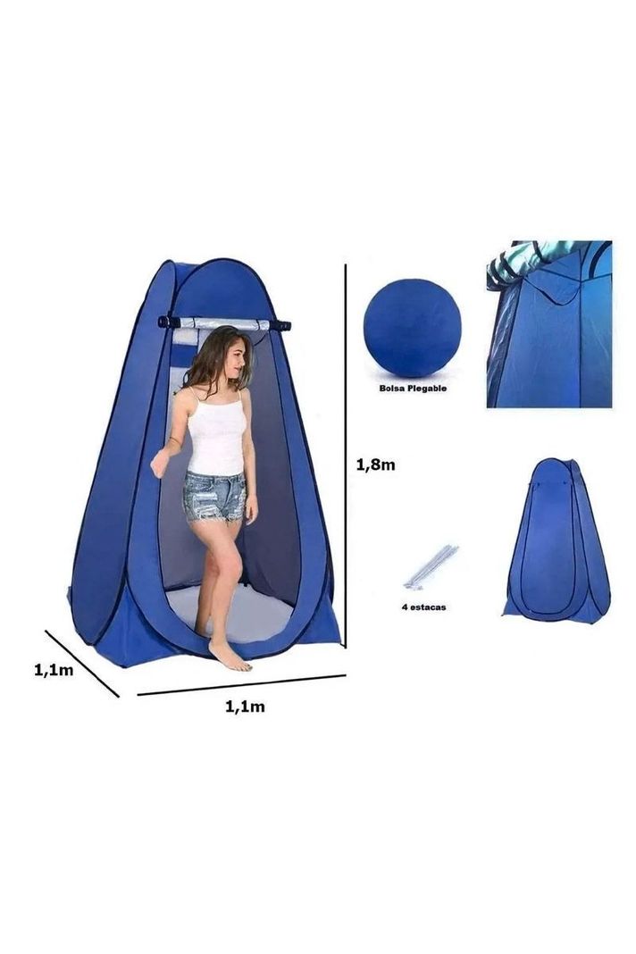 Carpa 1 Persona Carpa Baño Carpa Camping Vestidor Portátil Azul-2