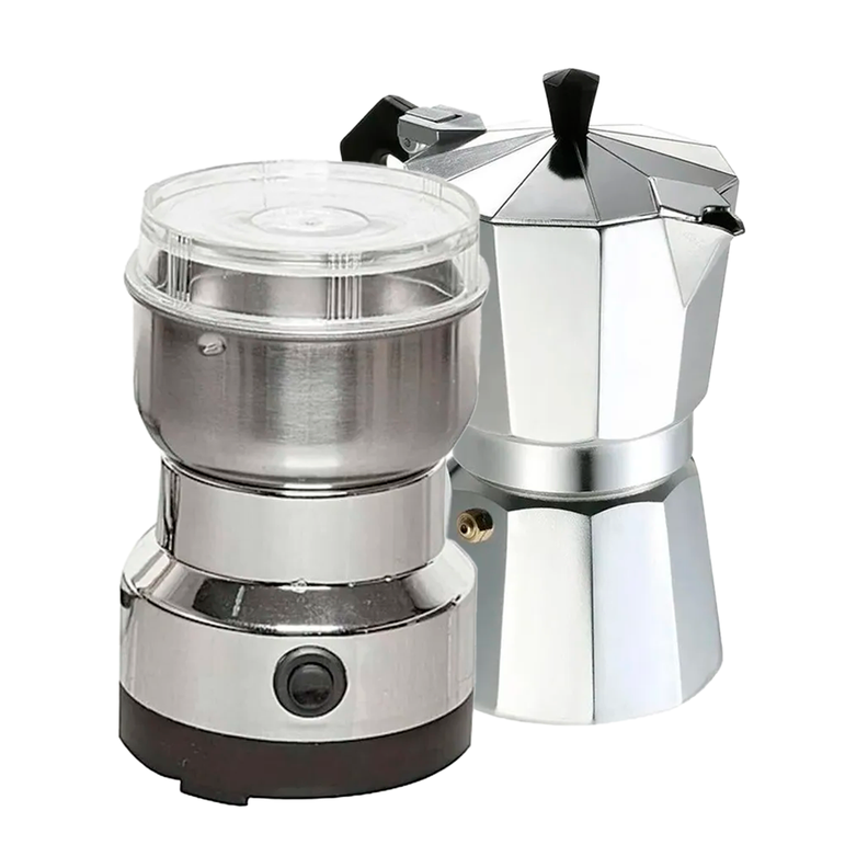 Moledor Eléctrico De Café + Cafetera Italiana Greca 9 Tazas-0