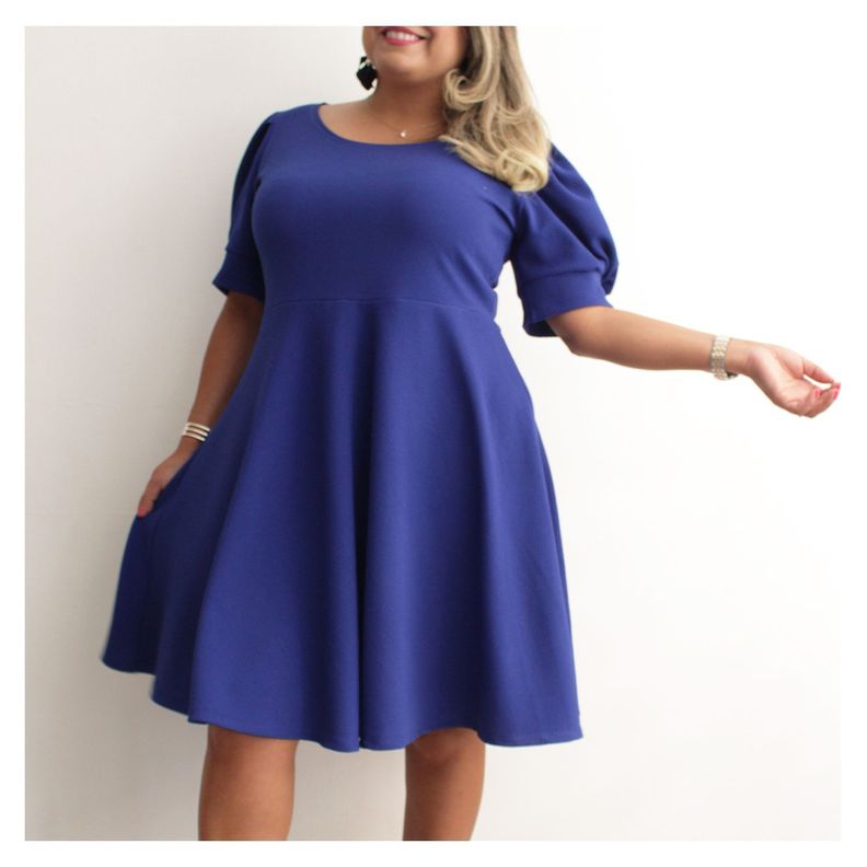 Vestido Lorena Manga Corta Azul-1