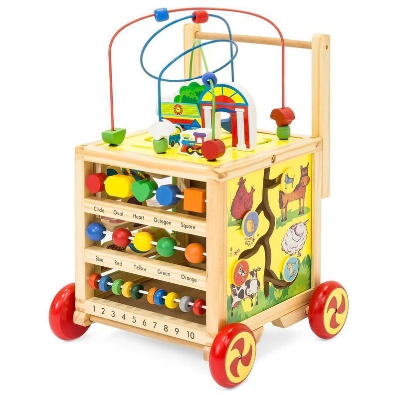 Caminador y caja motricidad multifuncional didactica de madera-0
