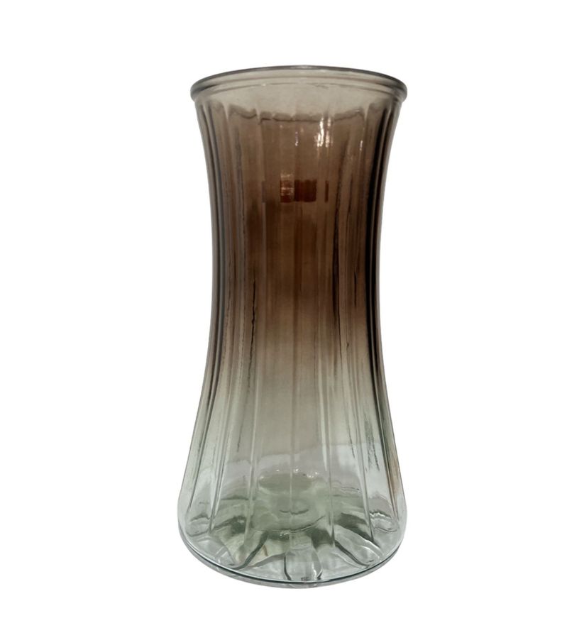 Florero Jarron Decorativo Vidrio Clasico Lineas Bicolor 23cm M-0