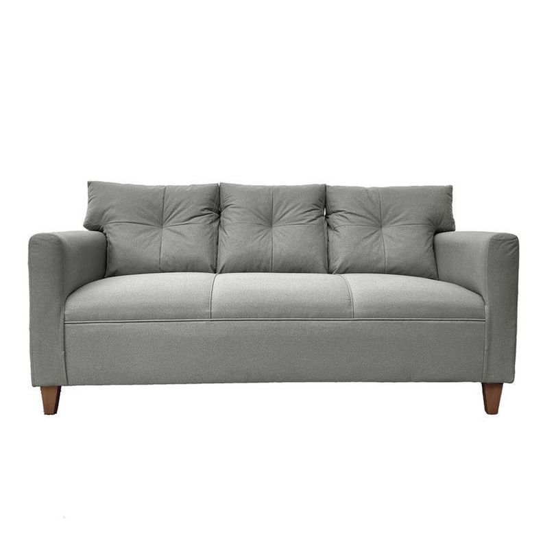 Juego Living Mateo Chenille Gris Pata Madera 3C.1C.1C-1