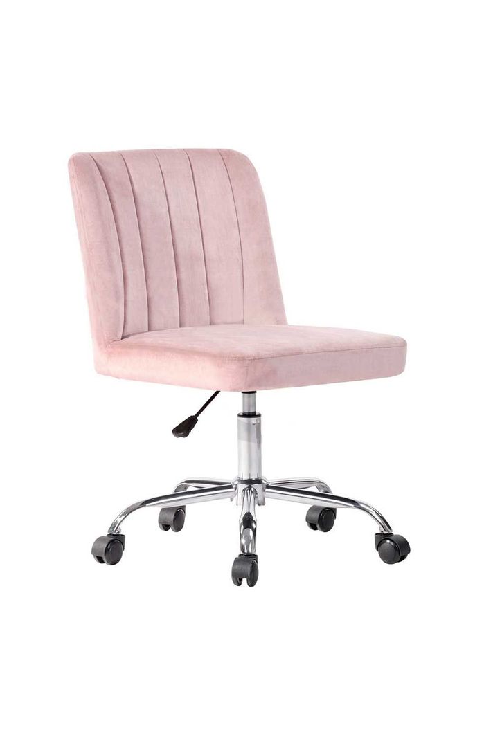 Silla de Oficina Acolchada Terciopelo - Rosada-0