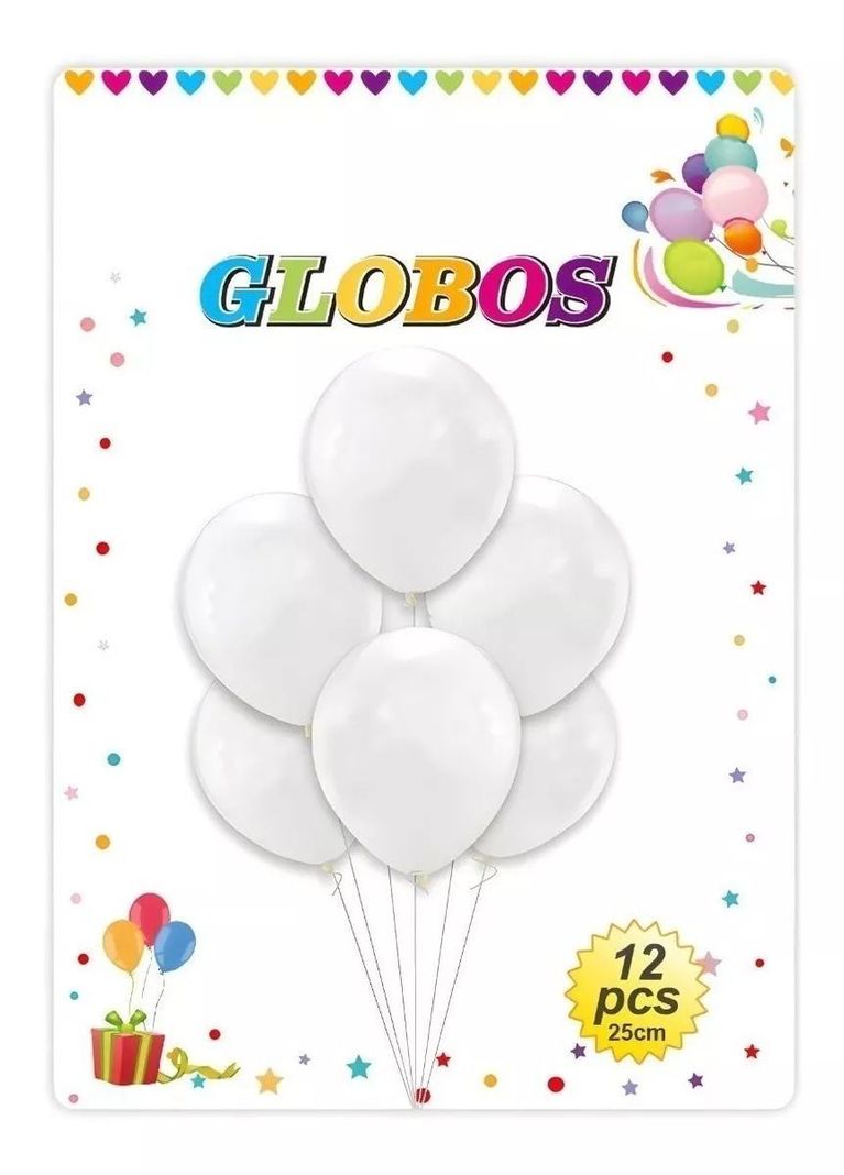 Pack 12 Set De Cumpleaños Globos Cumpleaños Globo Blanco-1
