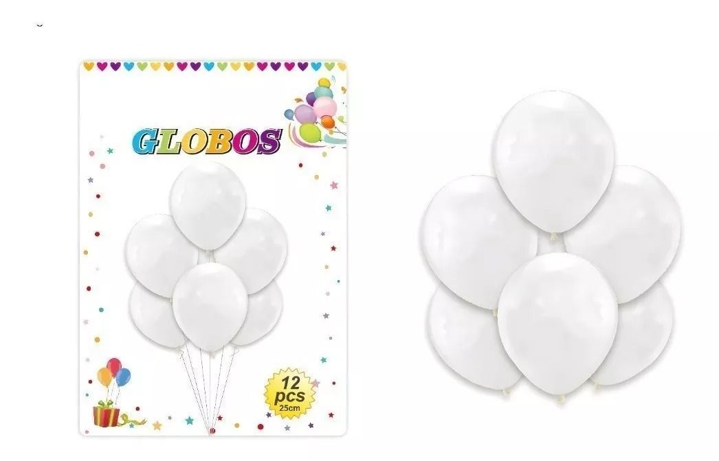 Pack 12 Set De Cumpleaños Globos Cumpleaños Globo Blanco-2