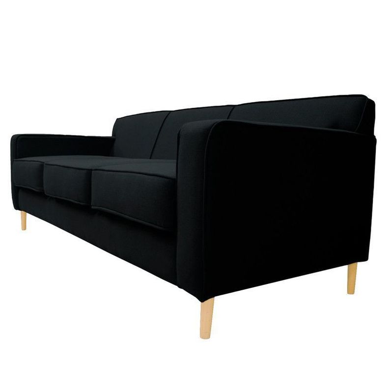 Sofá Lilen Chenille Tipo Lino Negro 2 Cuerpos-2