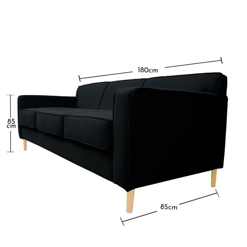Sofá Lilen Chenille Tipo Lino Negro 2 Cuerpos-4