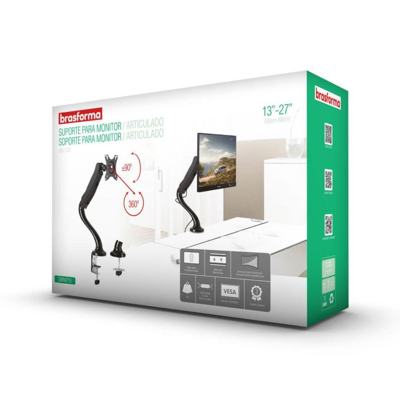 Soporte TV/Monitor - Gas Spring  13" a 27" 360° 6kg-3