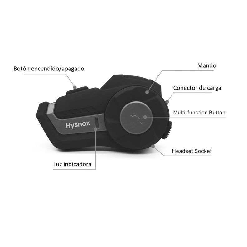 Intercomunicador y manos libre Bluetooth para Moto Hysnox HY-1001 800m-6