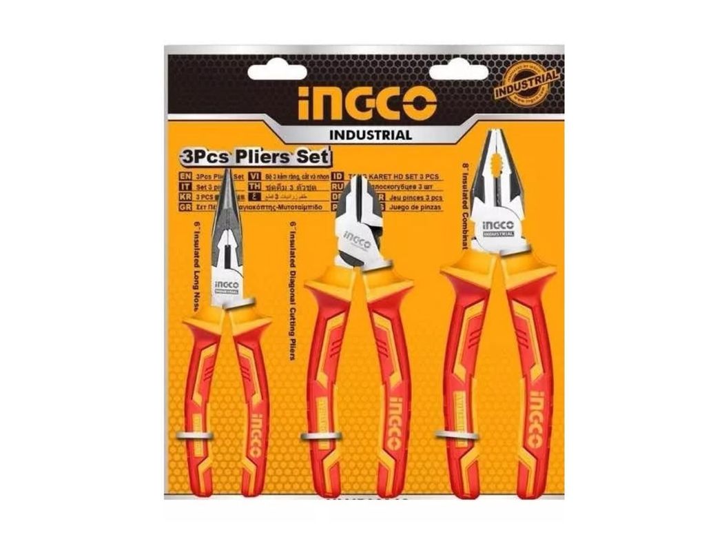 Set Juego De 3 Alicates Aislados Ingco Industrial -0