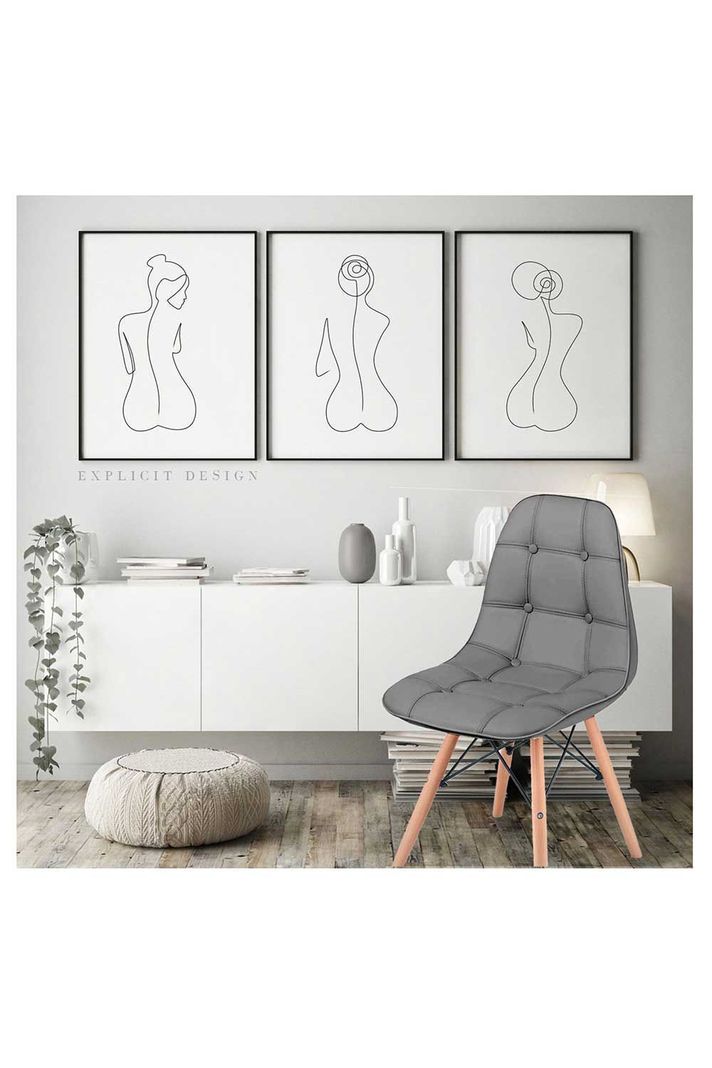 Silla Eames Acolchada PU - Gris-1