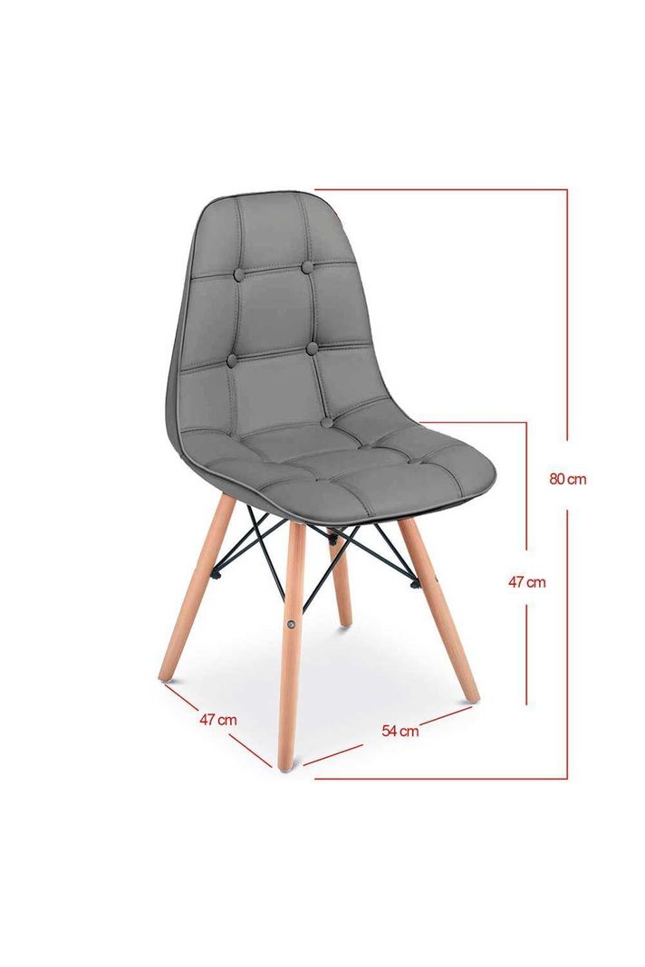 Silla Eames Acolchada PU - Gris-2