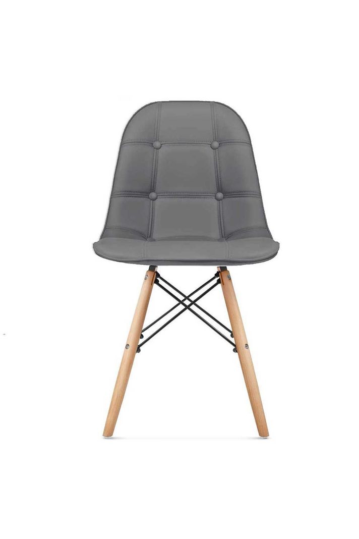 Silla Eames Acolchada PU - Gris-3