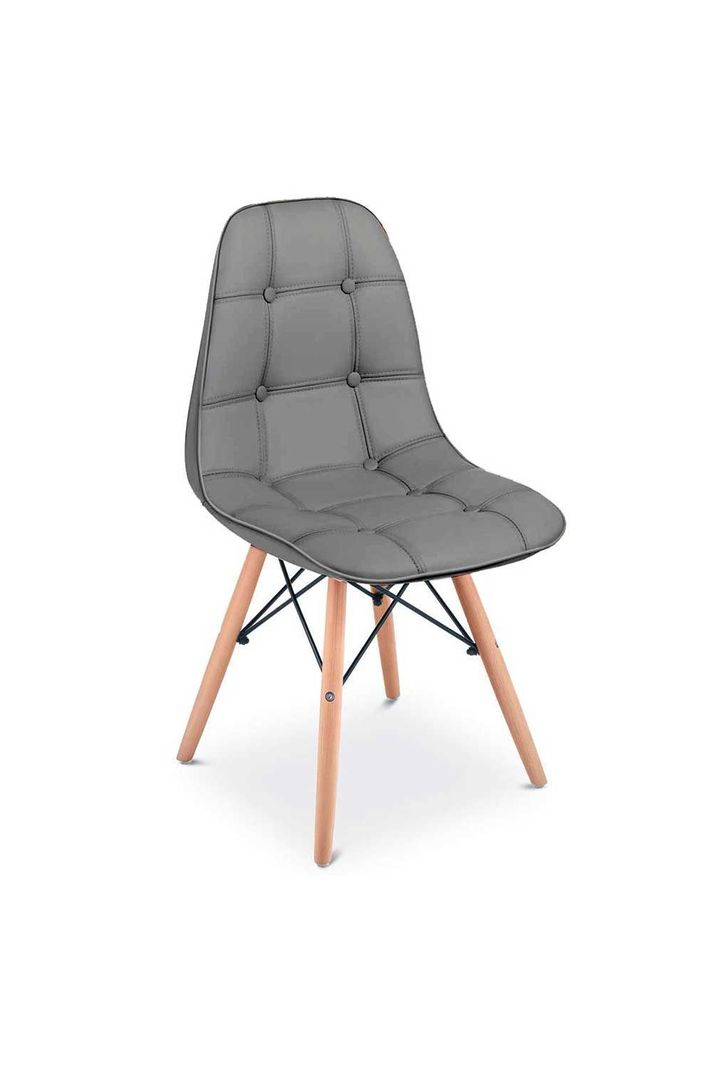 Silla Eames Acolchada PU - Gris-0