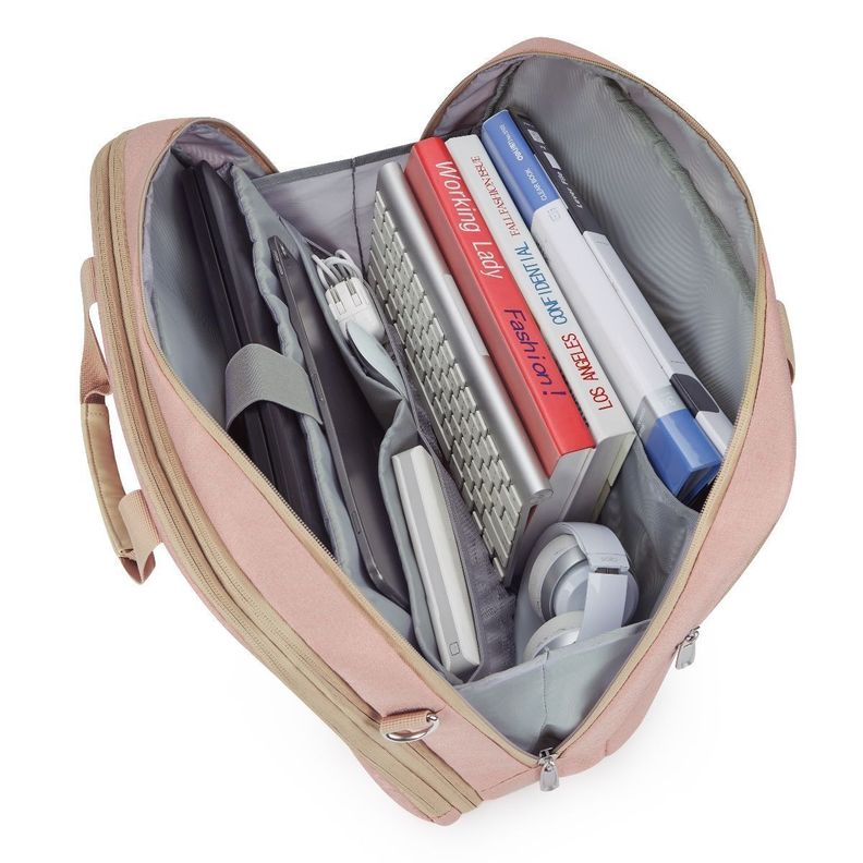 Bagsmart - Maletín expandible para notebook de 17,3" - Rosado-4