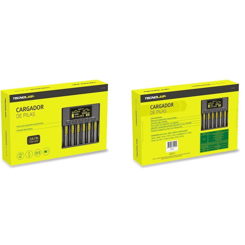 Cargador de Pilas Con Pantalla Digital Tecnolab-1