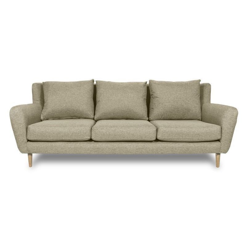 Sofás Home Sofá Lenora Felpa Beige 3 Cuerpos
