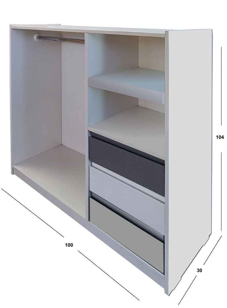 Mini Closet Montessori Minimal Gris Blanco Grafito-2
