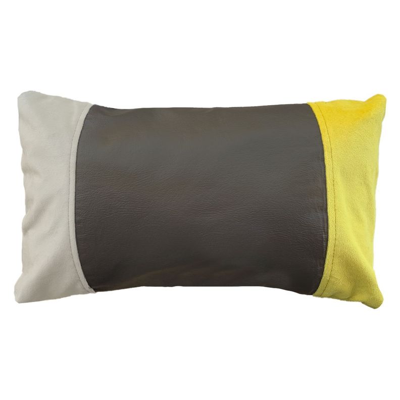 Funda Cojin Decorativo EcoCuero Cafe Beige Amarillo 50x30-0