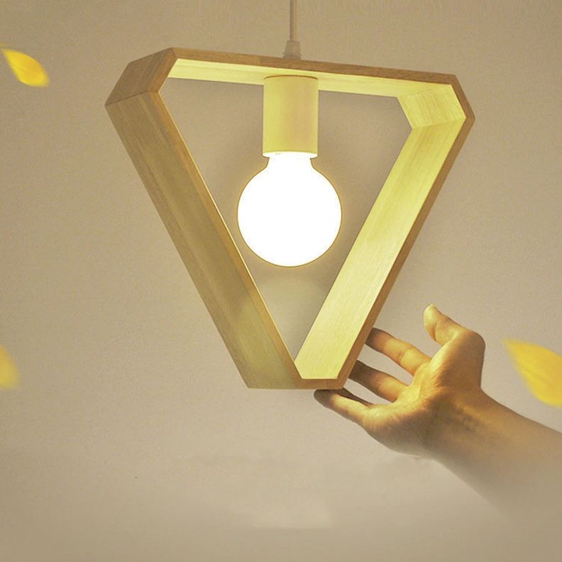 Lámpara Colgante de Madera Decorativa Triangular E-27-3