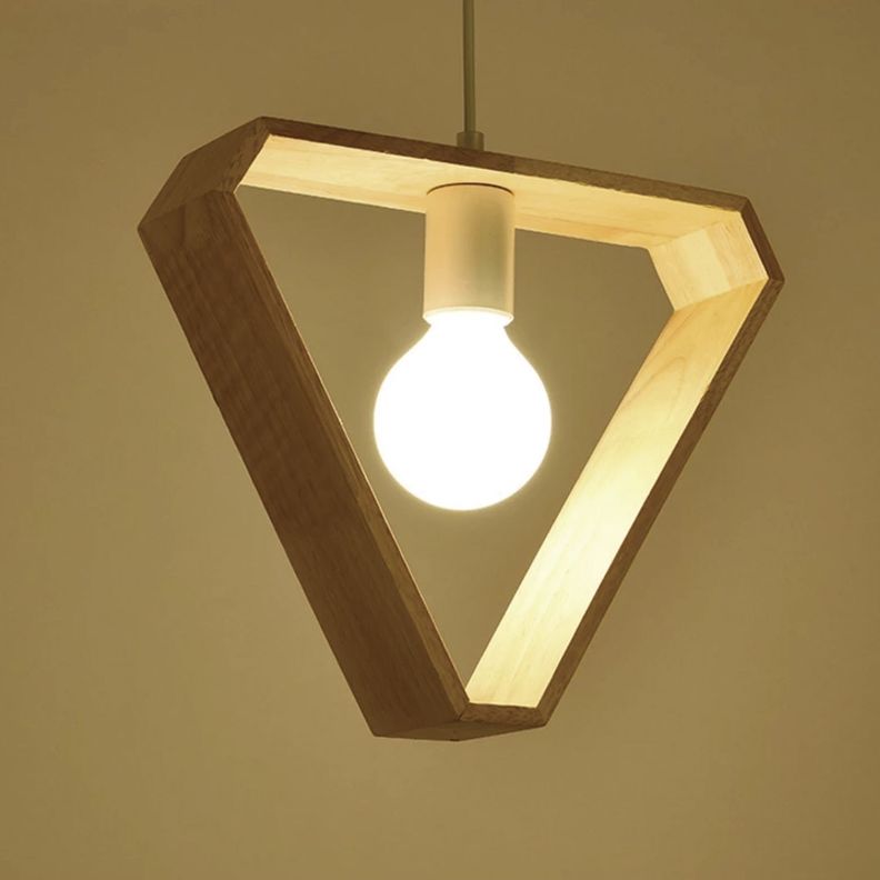 Lámpara Colgante de Madera Decorativa Triangular E-27-2