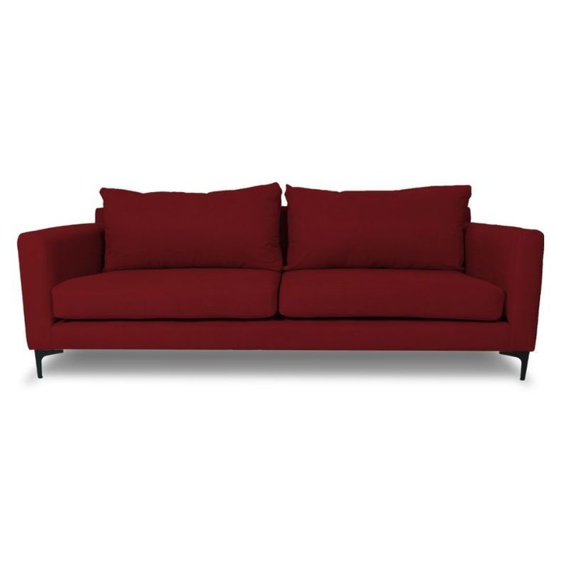 Sofa Alanna Chenille Tipo Lino Rojo 2 Cuerpos