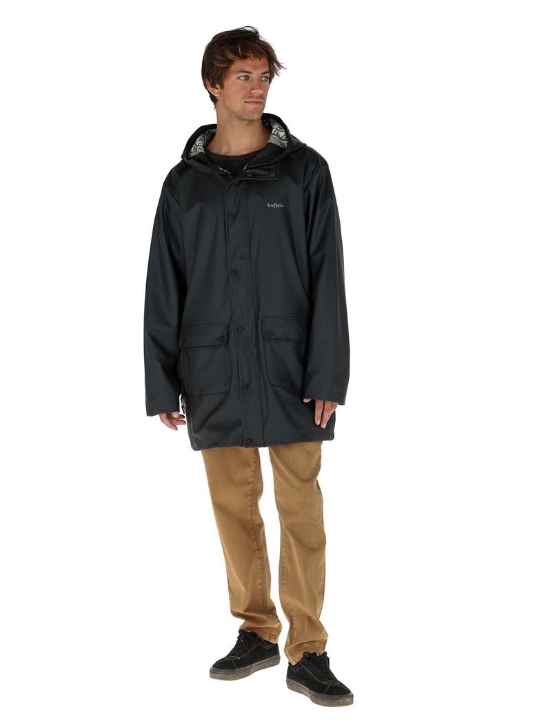Chaqueta Impermeable Raincoat Negro Mate Hombre-1
