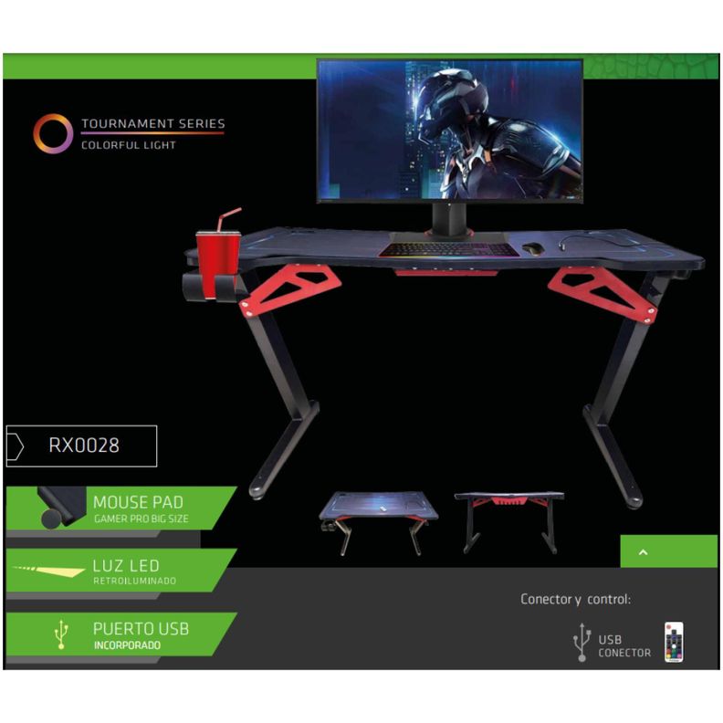 Escritorio Gamer Pro Retroiluminado RGB Mousepad X-2