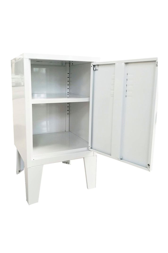 Velador metálico estante con llave blanco Mobitat-2