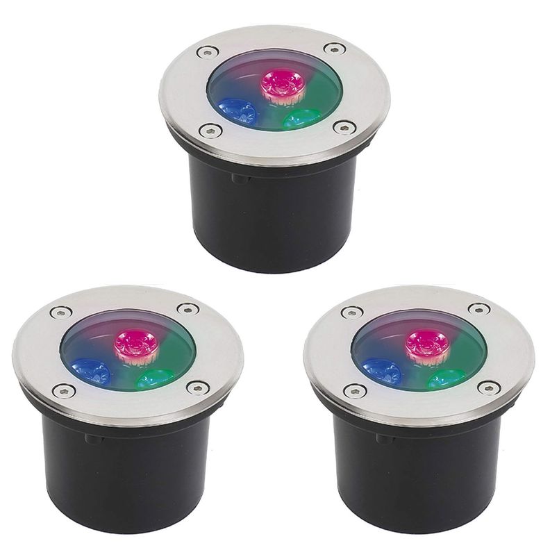 Pack 3 Foco LED Piso 3W 220V RGB-0
