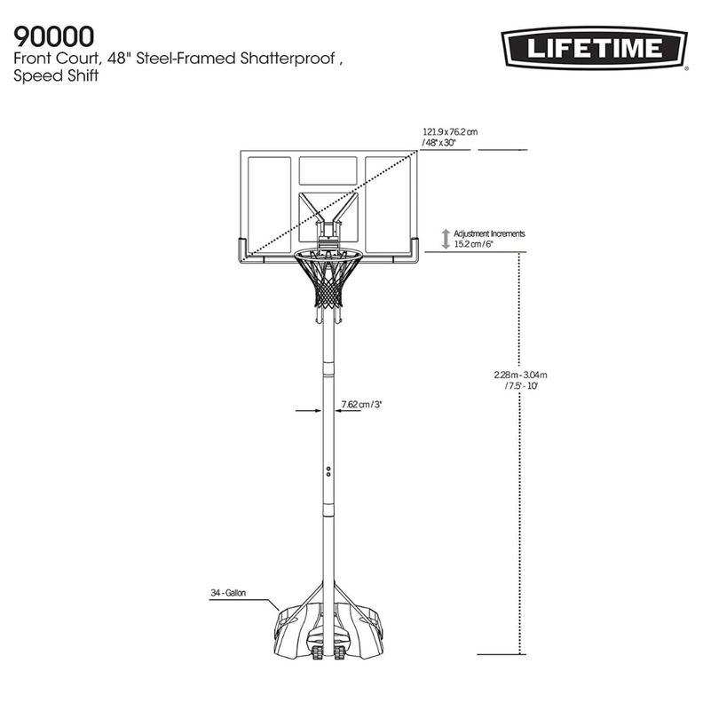 Aro Basketball Portátil Policarbonato 122 x 84 cm-1