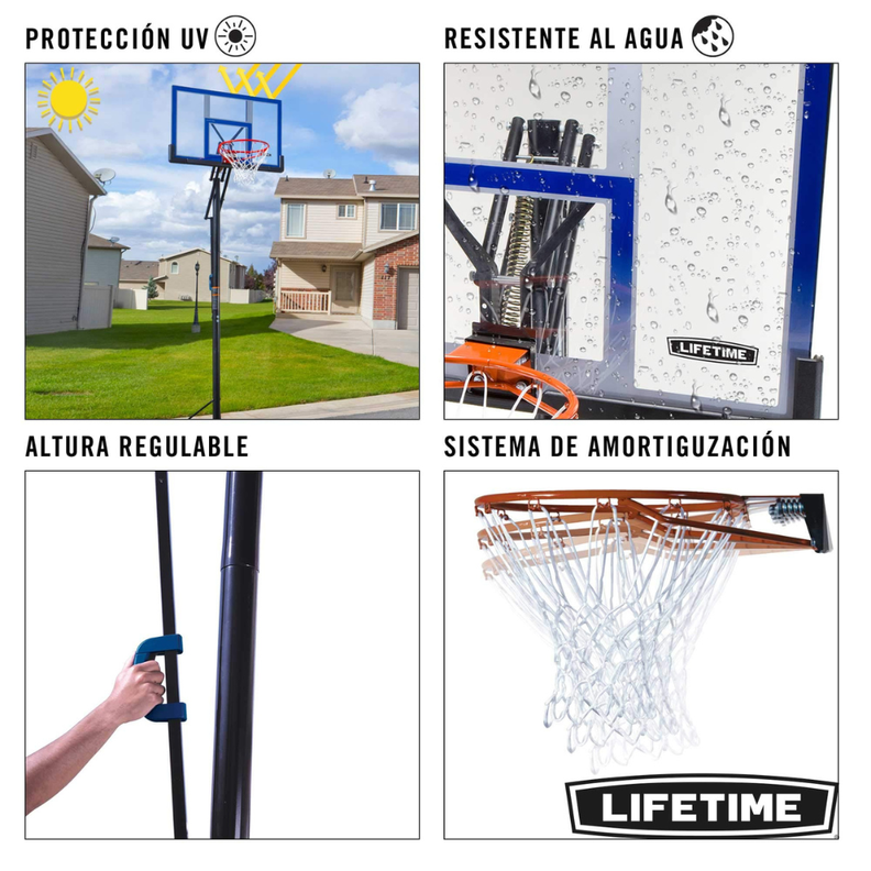 Aro Basketball Portátil Policarbonato 122 x 84 cm-4