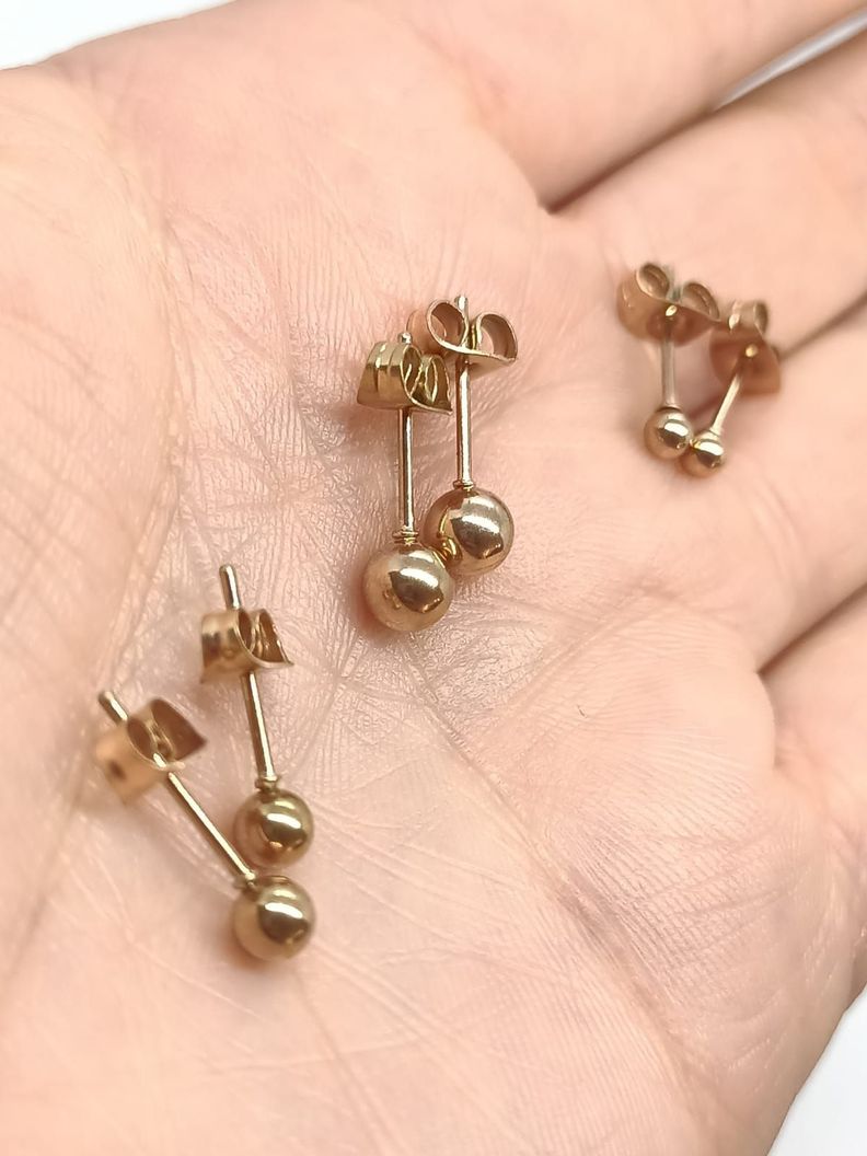 Pendientes Esferas de 4mm chapados en oro rosa 14kl-4