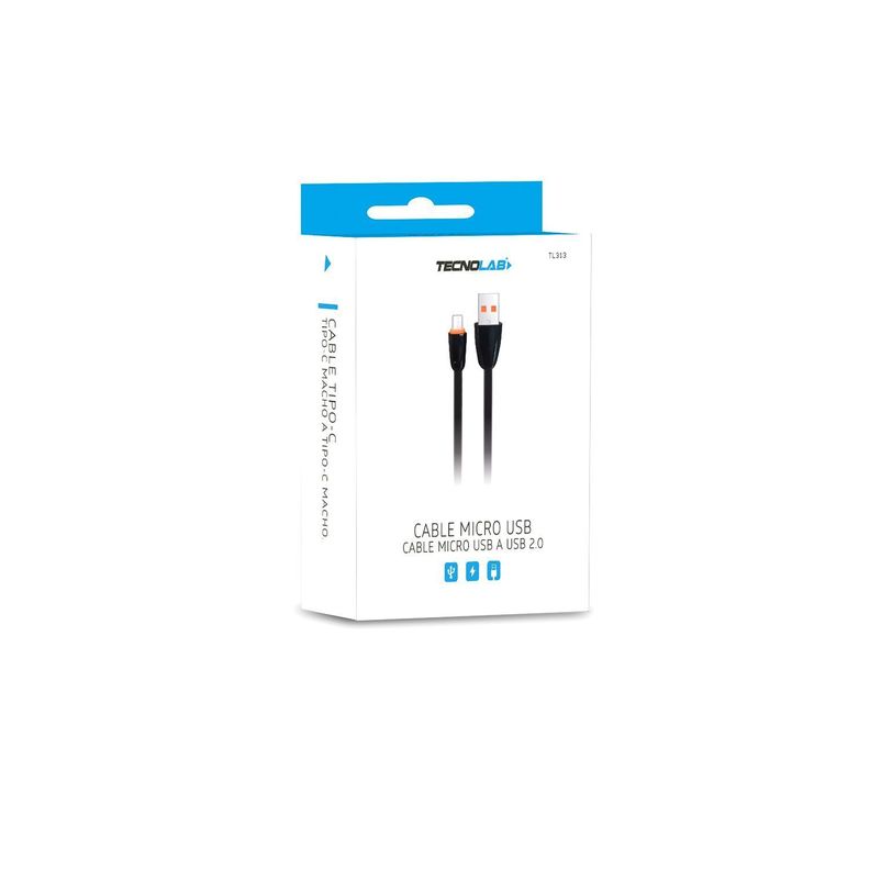 Cable USB a Micro USB 2.0 1mt Negro Tecnolab-1
