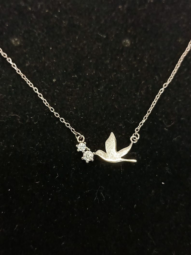 Set Conjunto Cadena Paloma Paz Aros Punto De Luz Plata 925-5