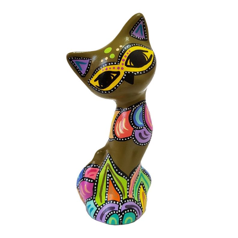 Gato decorativo de ceramica verde olivo