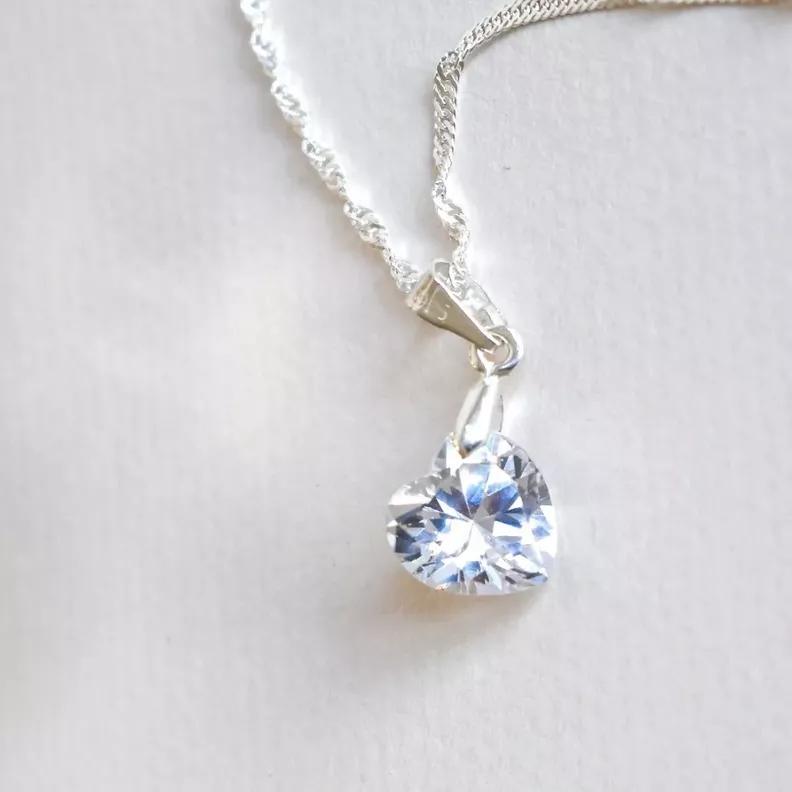 Cadena De Plata 925 Y Corazón De Zircón - MABELITA-0