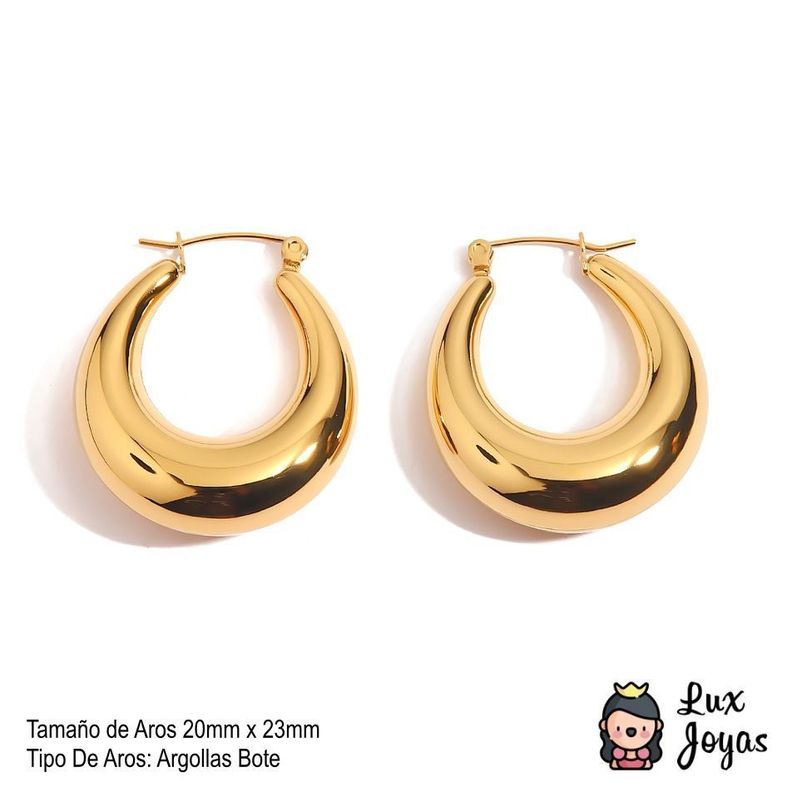 Aros Baño Oro Amarillo 18k Argolla Bote-3