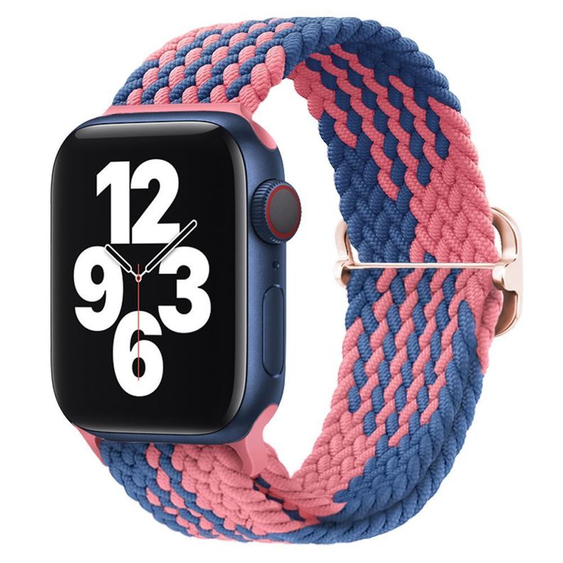 Correa Trenzada Compatible Iwatch Apple Watch Rosado con Azul 42-44-45MM-0