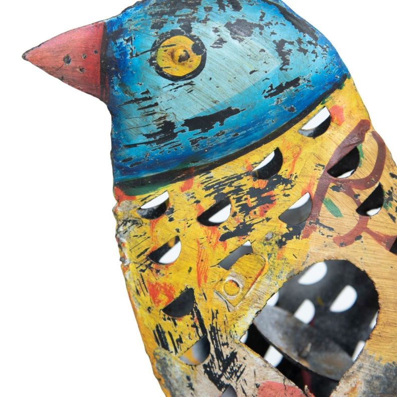 Pajarito Decorativo De Metal Porta Vela 43X11X42 CM-2