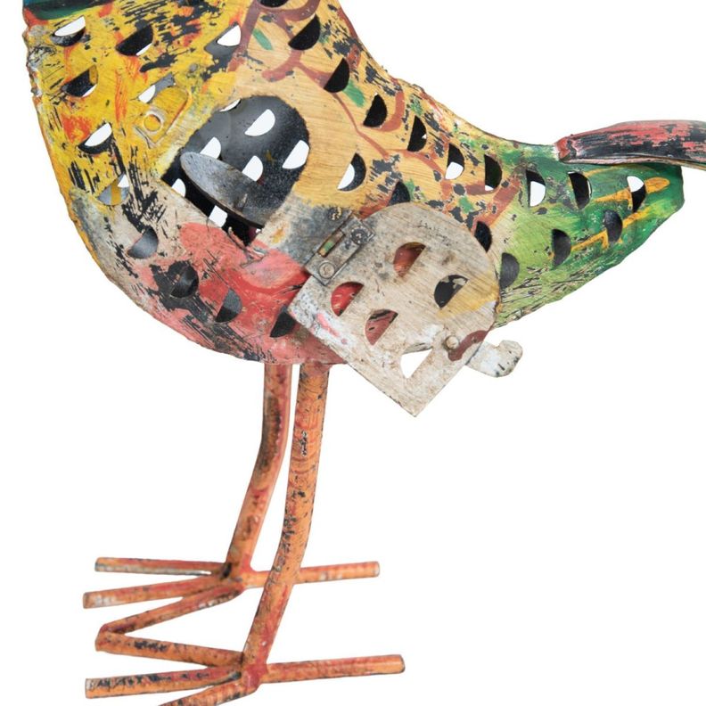 Pajarito Decorativo De Metal Porta Vela 43X11X42 CM-3