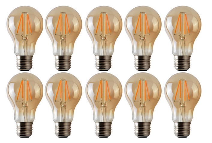Pack 10 Ampolletas Led A60 Vintage 4w E27 2700k Ambar-1