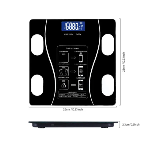 Pesa Digital De Baño Inteligente Recargable Bluetooth App-3